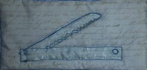 Arctic Initiation - image of joke razor on digitally printed whalers logbook