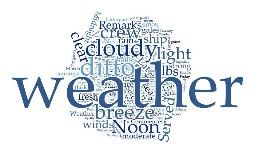 Truelove 1860 log book word cloud